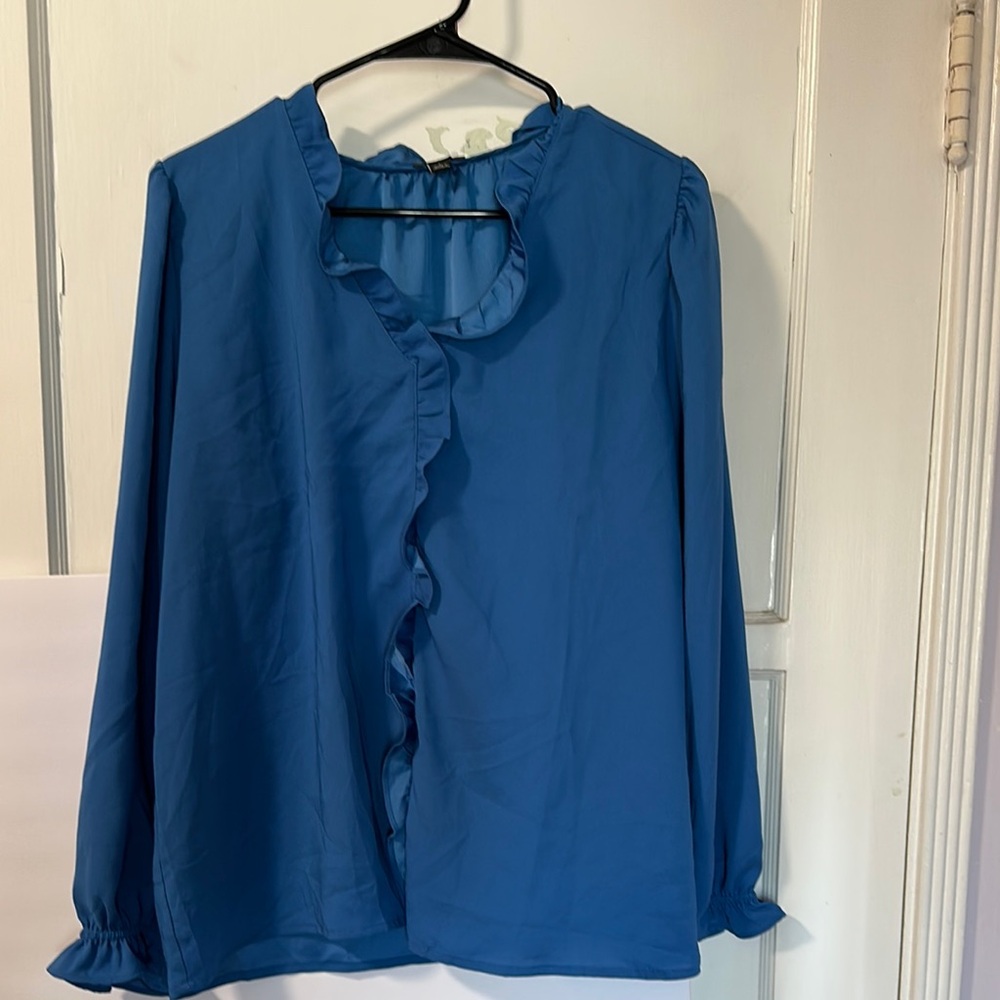 Blue Ruffled Women's Top